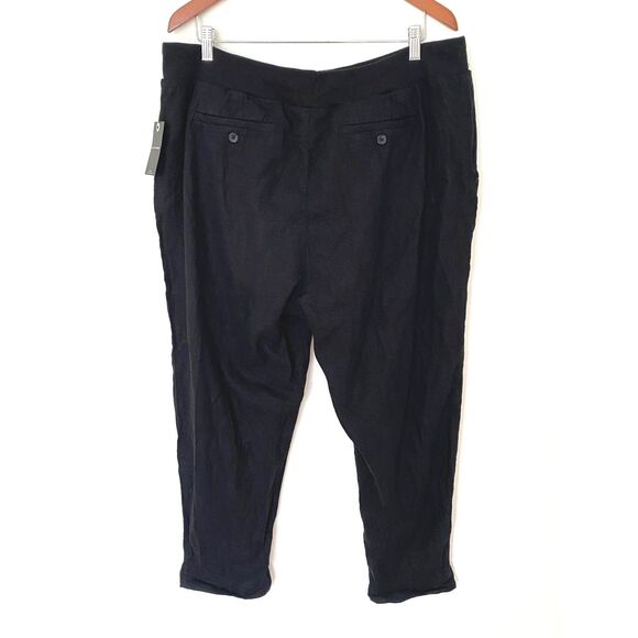 NWT Lucky Brand Black Linen Blend Utility Drawstring Pull-Up Pants Sz XL - Picture 3 of 10